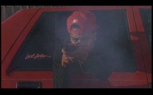 The offending image in the trailer: Red on red