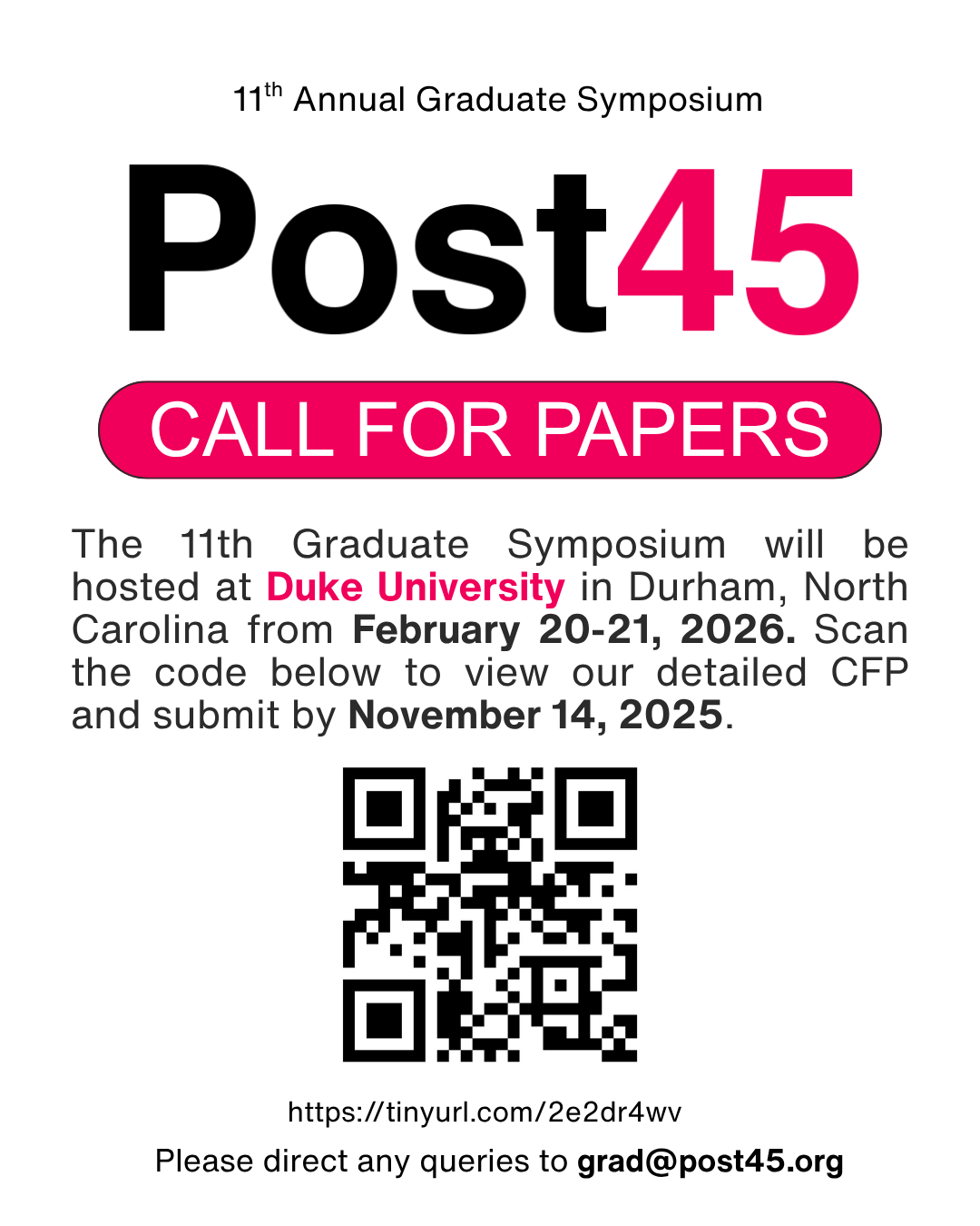 Call for Papers: Post45 Graduate Symposium 2026
